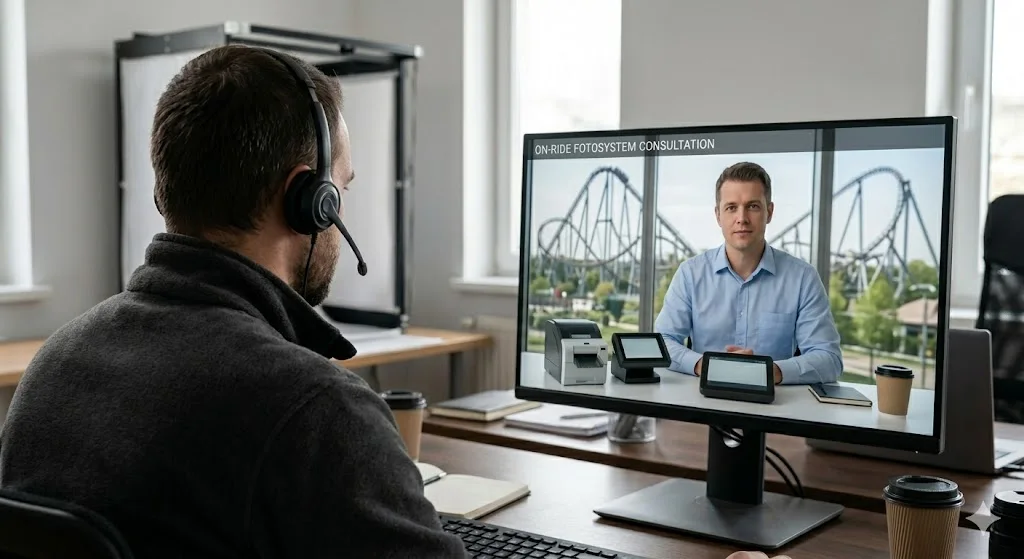 Beratungsgespräch zur Auswahl des passenden Attraktions-Fotosystems